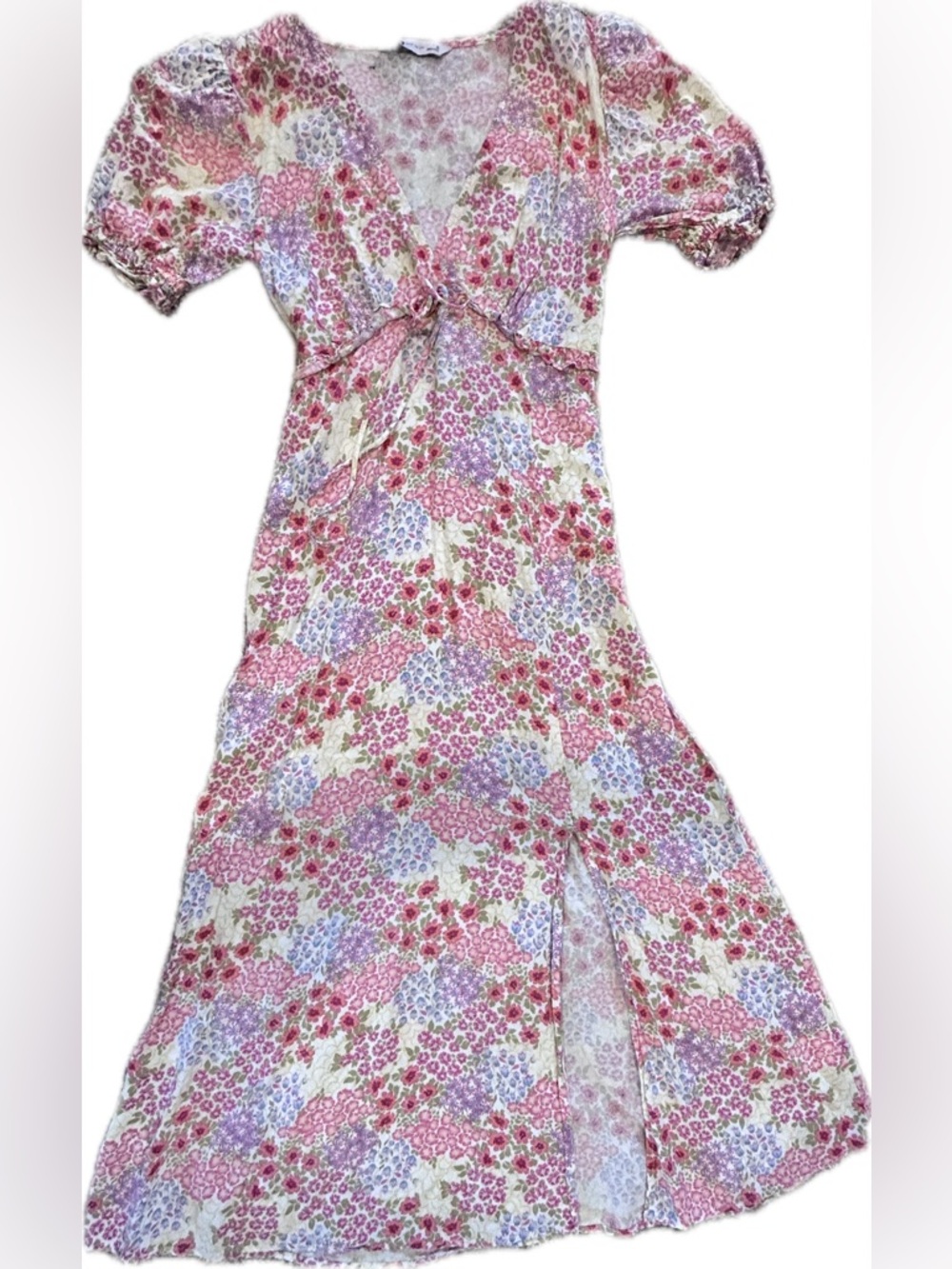 SO Floral Wrap Maxi Dress in Pink and Lavender